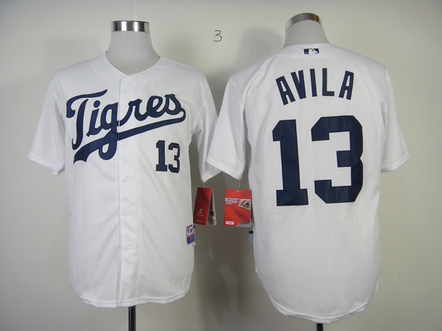 Men Detroit Tigers 13 Avila White Cool Base MLB Jerseys